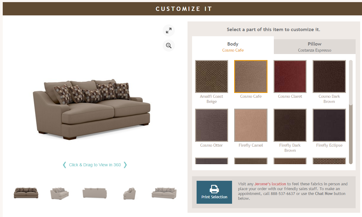 Jerome’s Furniture Launches ‘Customize It’ 3D Furniture Visualizer